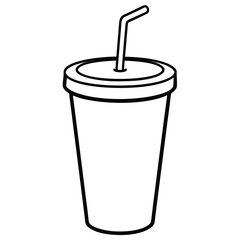 Minimalist line art illustration of a shared beverage cup symbolizing connection and communal enjoyment of drinks