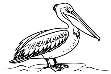 coloring page line art the pelican black vector