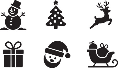 Festive Christmas Holiday Icons Featuring Santa Claus and a Christmas Tree, Ideal for Seasonal Designs.