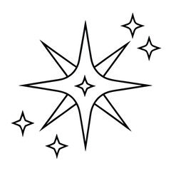 Minimalist outline vector design featuring a celestial arrangement of stars and sparkling elements perfect for festive or decorative applications