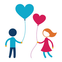 Cute Kids with Heart Balloons - Love & Friendship Illustration