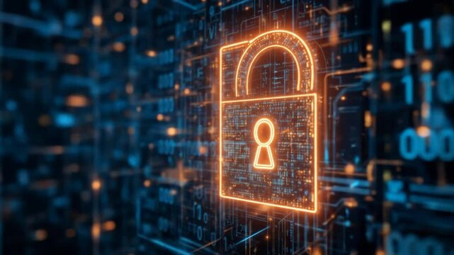 Digital data storage concept with luminous servers and binary code. 4k video