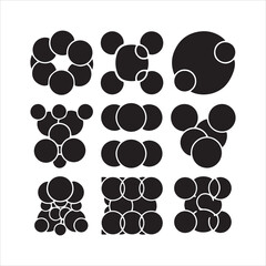Fototapeta premium Abstract arrangement of black circles with white outlines on white background