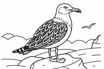 coloring page line art the seagull black vector