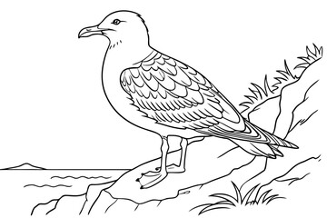 coloring page line art the seagull black vector