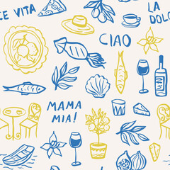 Hand drawn whimsical summer vacation background