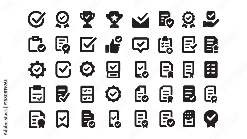 Fototapete collection of vector alphabet and number icons for web and mobile design simple flat black and white