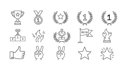A vector set of black laurel wreath icons, symbols, and illustrations simple flat black and white illustration of business related people icon set silhouette icon vector line art on white background
