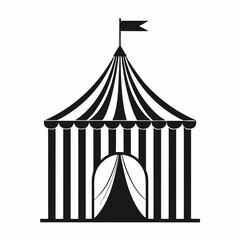 Minimal Black and White Carnival Tent vector Illustration.