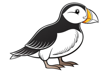 coloring page line art the puffin black vector