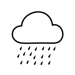 Rain Cloud Icon: Hand Drawn Weather Symbol for Design & Illustration