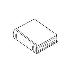 Line art illustration of a closed book on white background