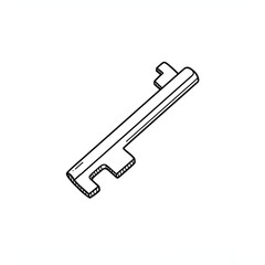 Key Outline Illustration: Hand-drawn Key for Design, Security, and Concept