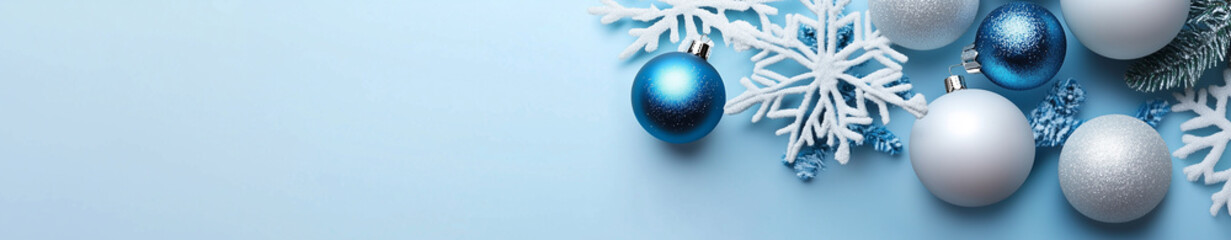 Blue Christmas background with copy space banner