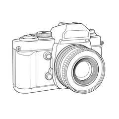 Vintage Camera Line Art Illustration for Coloring Book