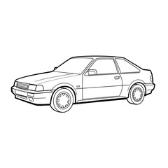 Line Art Car Illustration | Classic Coupe Vehicle Outline
