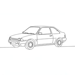 Line Art Car Illustration: Retro Automotive Design (Generative AI)