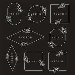 Floral Wreath branch in hand drawn style. Floral round gray and white frame of twigs, leaves and flowers. Frames for the Valentine's day, wedding decor, logo