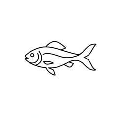 Fish Icon Line Art Simple Illustration on White Background
