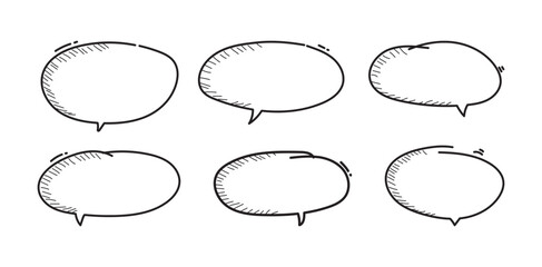Hand-drawn oval speech bubble set illustration.
