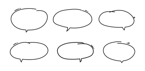 Hand-drawn oval speech bubble collection.