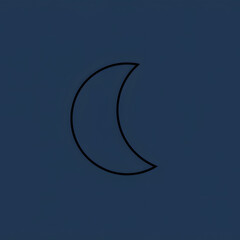 Crescent moon icon on dark blue background illustration (Generative AI)