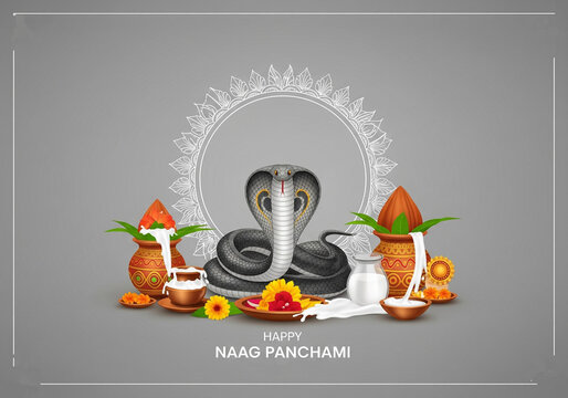 Naag Panchami background design, Naag Panchami festival banner background. Naag Panchami 2025 background. - Powered by Adobe