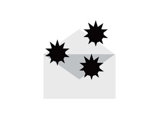 コンピュータウイルスの入った電子メールのアイコンイラスト