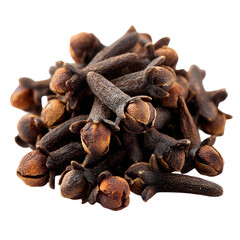 Obraz premium A pile of dried whole cloves spice isolated on a transparent background for culinary use isolated on transparent background