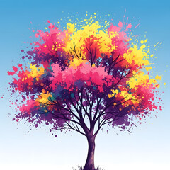 abstract tree with colorful splashes vector