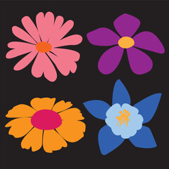 Hand drawn Botanical flower vector illustration set