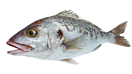 Fresh fish on a white isolate background, perfect for culinary and food photography.