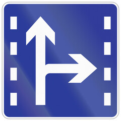 Road sign in China - Lane for right turn or proceed straight