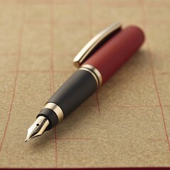 Fototapeta premium Closeup of pen resting notepad with shallow focus