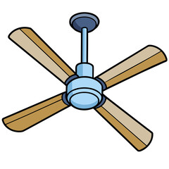 Modern three blade ceiling fan design clean and contemporary style isolated on white background