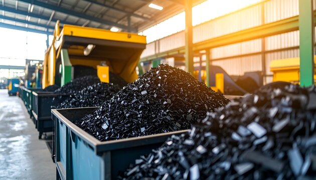 Industrial recycling facility with plastic scraps