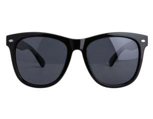 Black sunglasses with reflective lenses, isolated on a transparent background