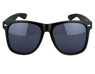 Black sunglasses with reflective lenses, isolated on a transparent background