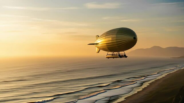 Hot air balloon flying in the sky at sunrise and sunset with airship and aviation elements 4k video footage 