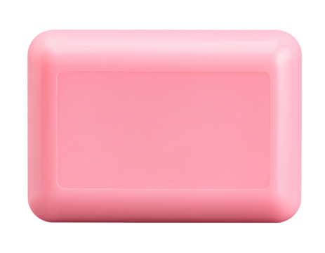 Realistic bar of soap in soft pink color, isolated on a transparent background