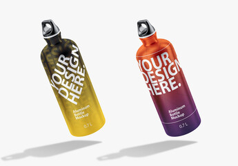 Floating Metal sport bottle Mockup