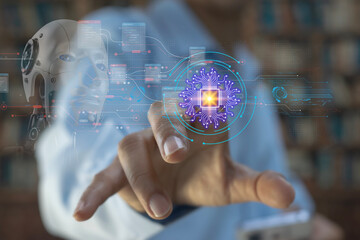 User concept using intelligent robot ai system. Chat with artificial intelligence. AI develops and...