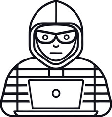 A simple line drawing of Cybercriminal stock illustration