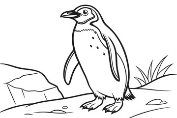 coloring page line art the penguin black vector