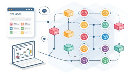 digital interface with data nodes and connections