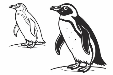 coloring page line art the penguin black vector