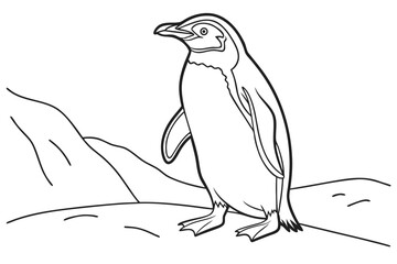 coloring page line art the penguin black vector