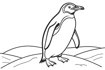 coloring page line art the penguin black vector