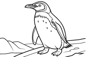 coloring page line art the penguin black vector