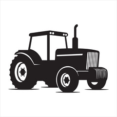 Classic black silhouette of a farm tractor with large wheels